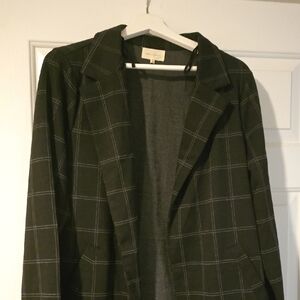 Madewell Dark Green Checkered Blazer